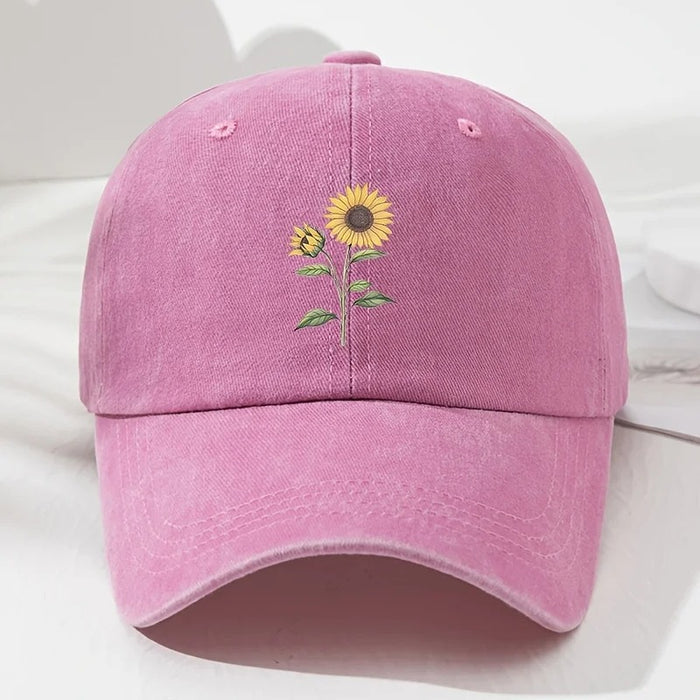 Wholesale Trendy Sunflower Pattern Baseball Cap Adjustable Washed Multi Color Summer Hat