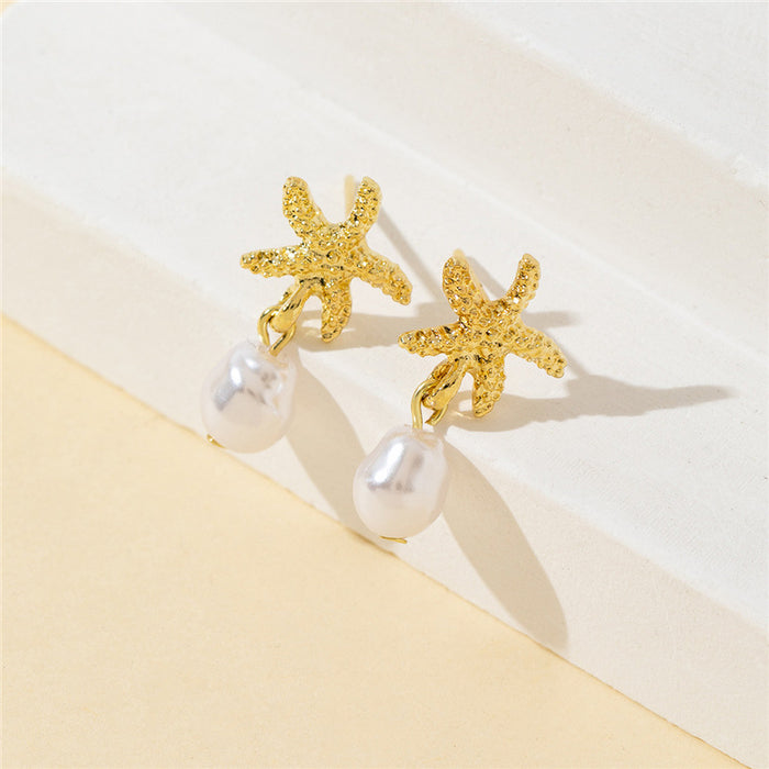 Wholesale New Jewelry Niche Style Starfish Pearl Earrings Earrings