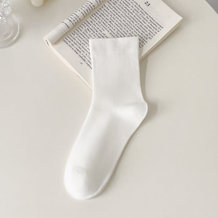 Wholesale Pure cotton boneless socks, children's mid tube socks, loose mouth solid color stacking socks