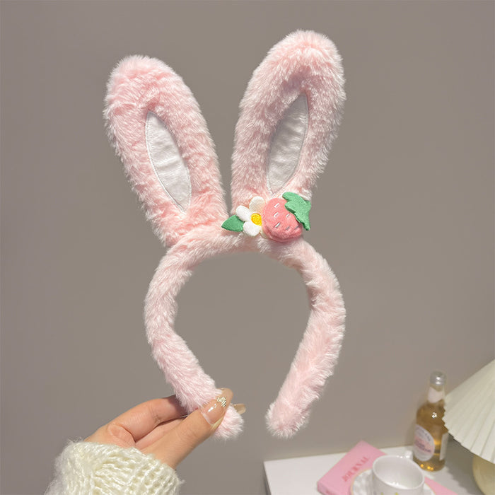 Wholesale Cute bow bunny ears lace trim plush headband