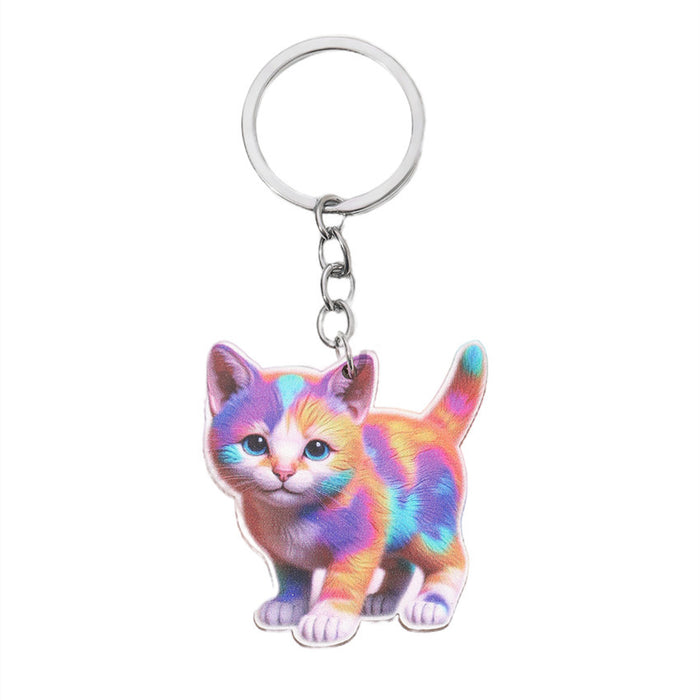 Wholesale Cute Cartoon Kitten Wooden Keychain JDC-KC-RongRui009