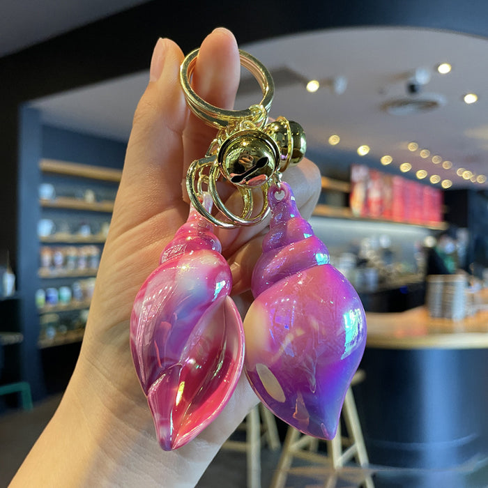 Wholesale Electroplated Colorful Conch Keychain Acrylic Conch Pendant