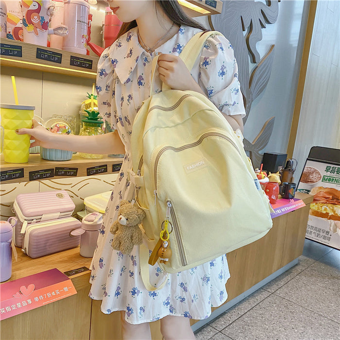 Wholesale Nylon Simple Fresh Solid Color Girls Backpack JDC-BP-YuanDuo020