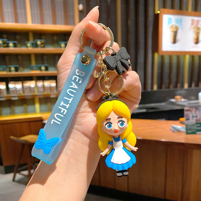 Wholesale Cartoon Princess Silicone Keychain Decorative Bag Charm MOQ≥2