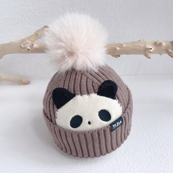 Wholesale Hat f two-piece set winter hat cute cartoon baby wool hat baby knit cross f