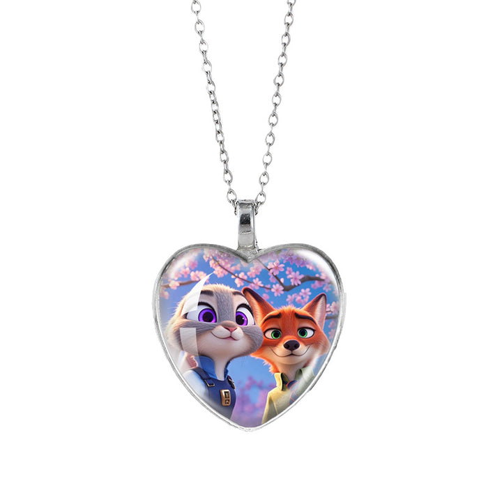 Wholesale Time Gem Heart Necklaces Pendant Sweater Chain Couple Gift