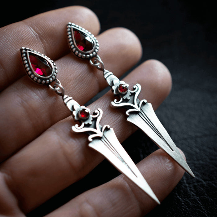 Wholesale Alloy Ruby Dagger Tassel Earrings JDC-ES-KaY001