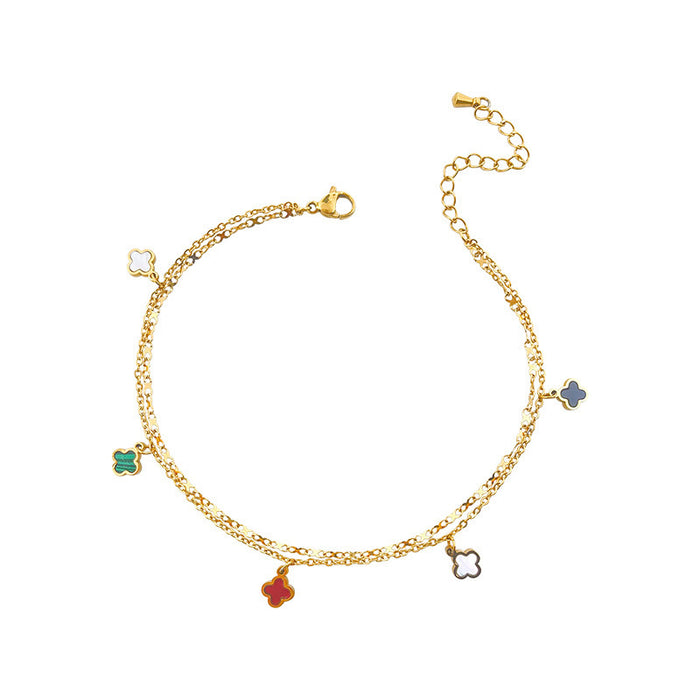 Wholesale color Clover anklet female personality sexy feet bare chain titanium steel non-fading simple foot accessories