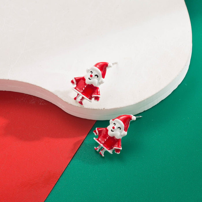 Wholesale Alloy Drip Oil Christmas Earrings Gingerbread Man Santa Bell Party Wear