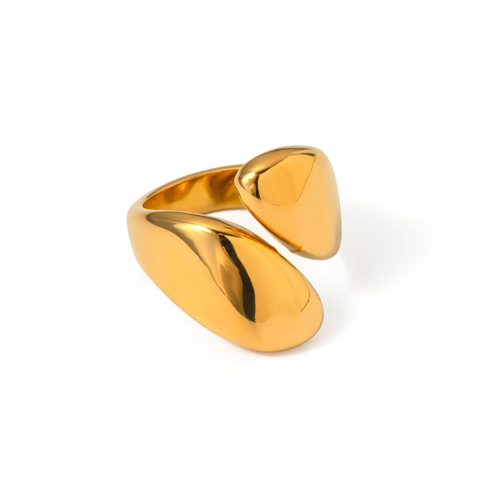 Wholesale Water droplet smooth asymmetric opening ring, light luxury high-end layered metal ring