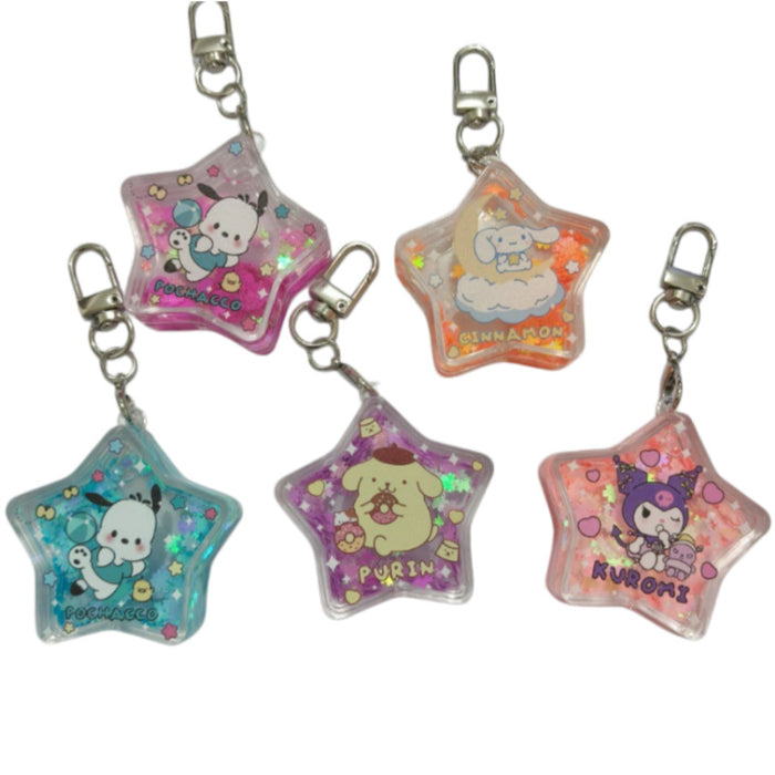 Wholesale Acrylic Keychain Pentagram Oil-Filled Keyring