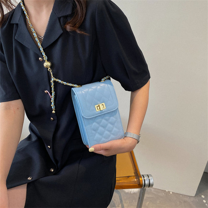 Wholesale Rhombus Chain PU Leather Small Crossbody Bag Trendy Street Style Fashion Accessory Gift Resale