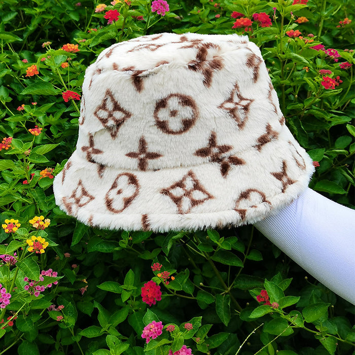 Wholesale winter plush warm fisherman hat with copper coin pattern printing JDC-HT-ShunY002