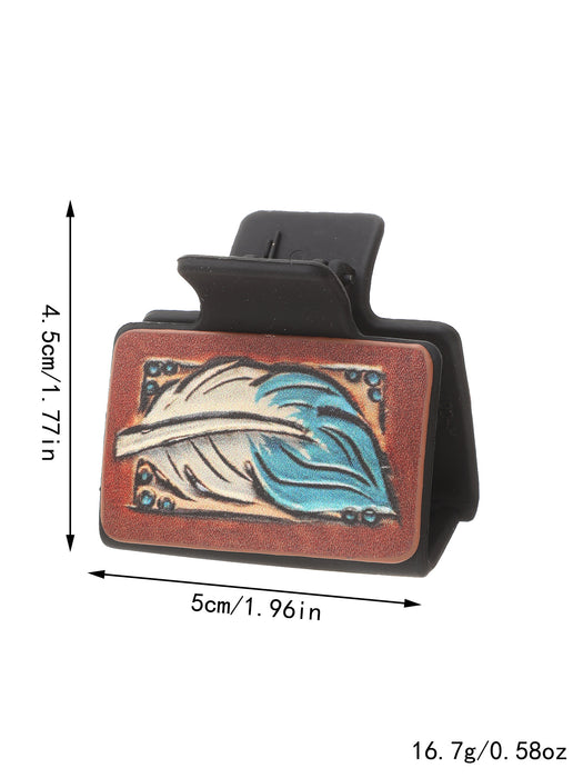 Wholesale Western Style Medium Leather Hairpin Sunflower Shark Clip Women' s Grab Clip