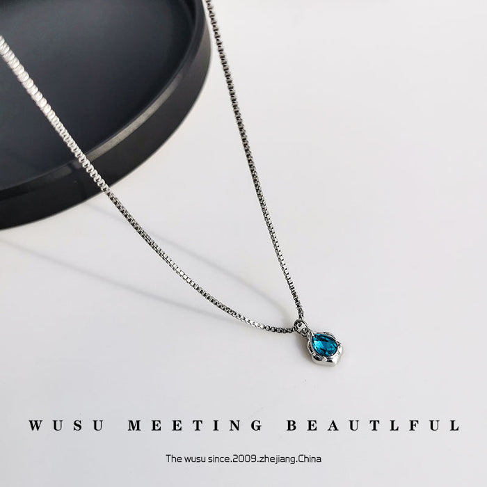 Wholesale blue water drop necklace Women's high-grade clavicle chain necklace