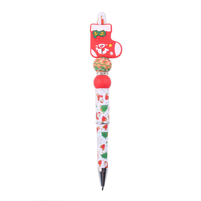 Wholesale Cartoon Christmas Silicone Plastic Bead Pen JDC-PN-GuangTian013