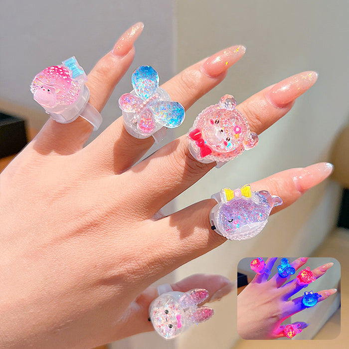 Wholesale Children' s Luminous Cartoon Ring Girls'  Birthday Gift Little Girl' s Cute Jewelry Ring Jewelry