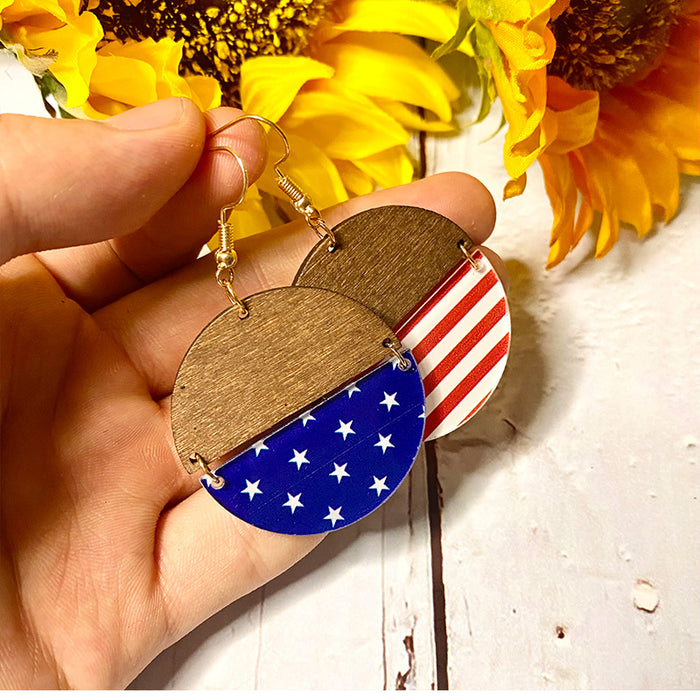 Wholesale Flag Earrings Independence Day Acrylic Wood ing Earrings