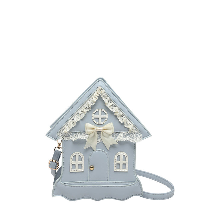 Wholesale Trendy Lolita HouseShaped Bag Pink PU Pearl Chain Crossbody bag Fashion Accessory for Gift