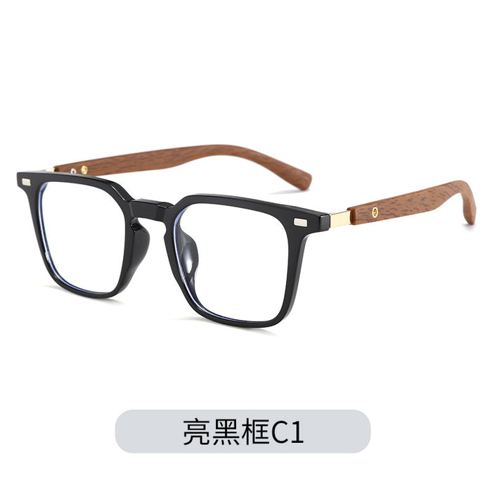 Wholesale Fashionable wood grain retro myopia anti blue light glasses with wood grain legs and eyeglass frames