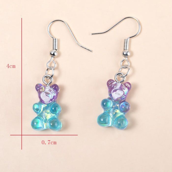 Wholesale Resin Candy Color Cartoon Bear Earrings JDC-ES-JinY002