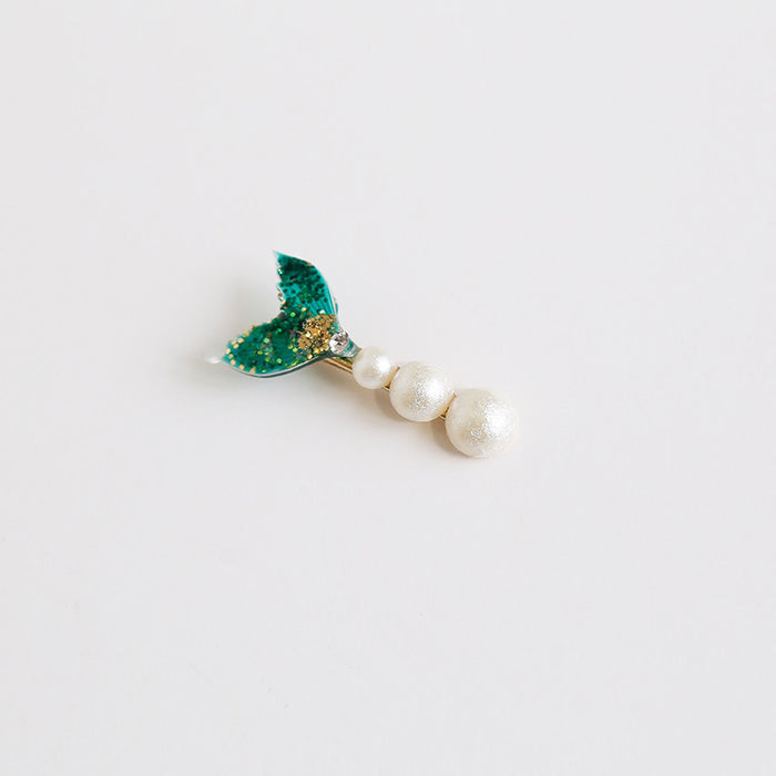 Wholesale Cartoon Children Pearl Mermaid Princess Resin Hairpin JDC-HC-QiY012