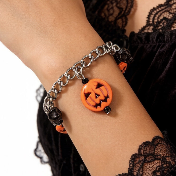 Wholesale Oil Drop Pumpkin Anklet Cat Ghost Face Chain Beads Chic Jewelry Accessory MOQ≥2
