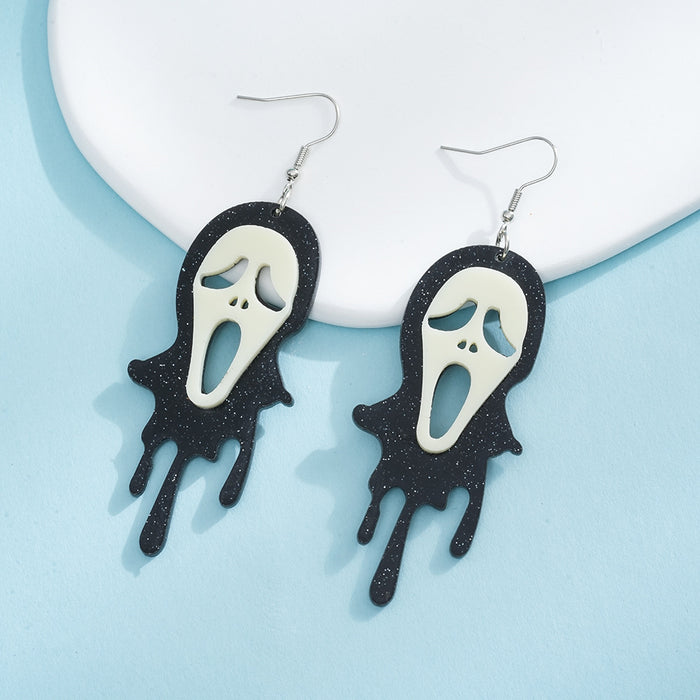 Wholesale Funny Explosive Head Skull Print Earrings Acrylic