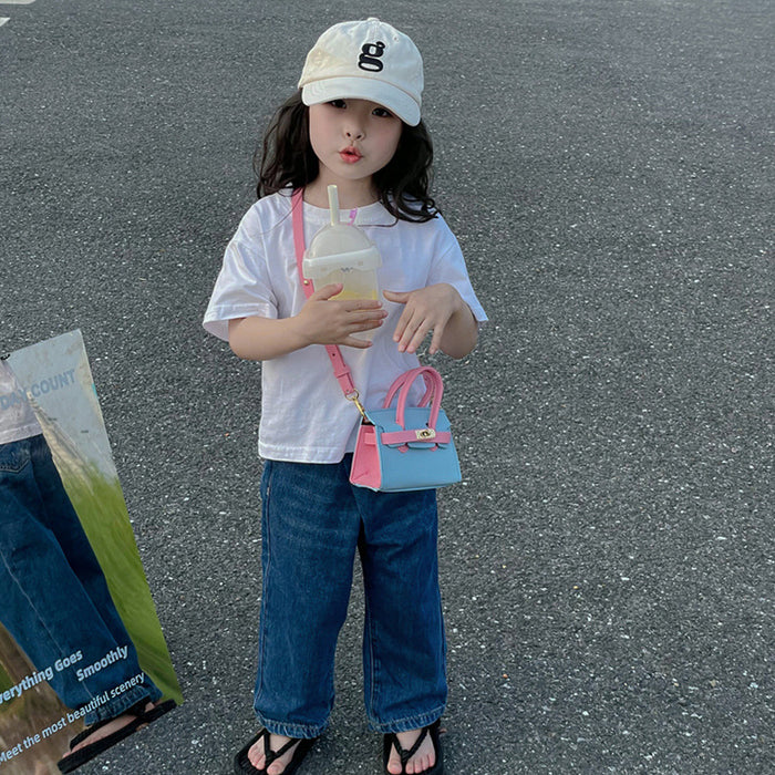 Wholesale Spring and summer children's bag, fashionable mini western-style contrasting color crossbody bag