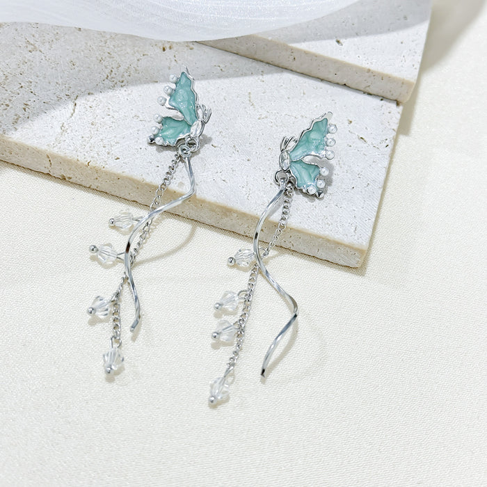 Wholesale Light luxury niche pearl flower earrings with tassels, fashionable and atmospheric earrings