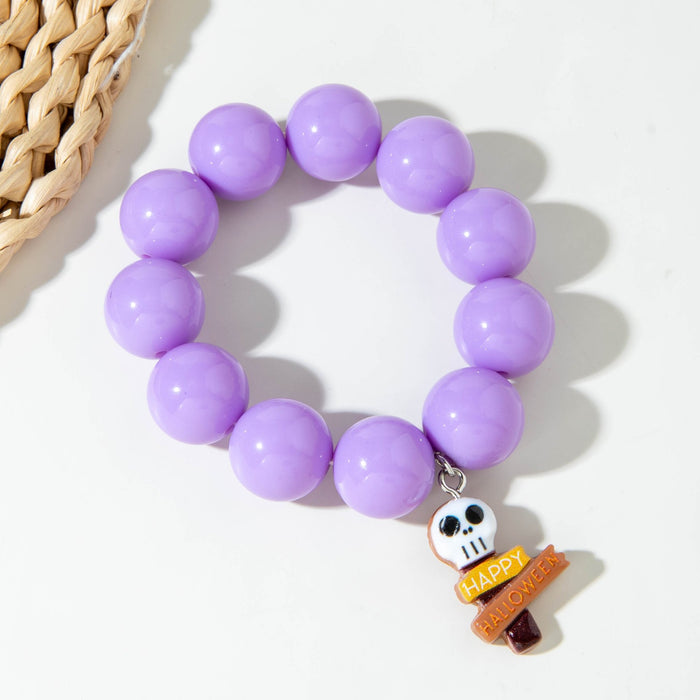 Wholesale Halloween Boutique  Skull Bat Acrylic Bead Bracelet Evil Eye Party Jewelry Accessory MOQ≥2
