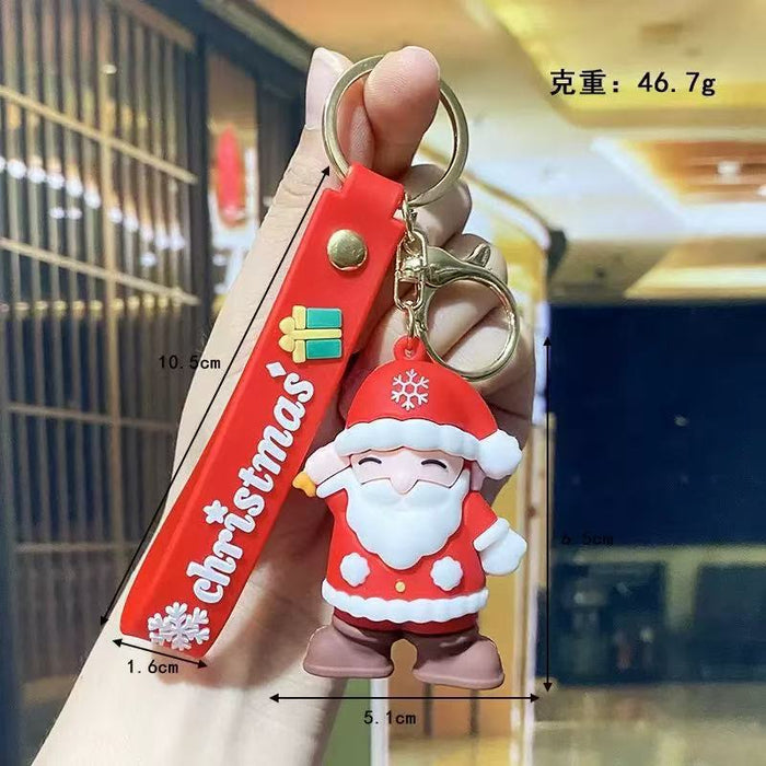 Wholesale PVC Christmas Cartoon Santa Reindeer Keychain Pendant MOQ≥2