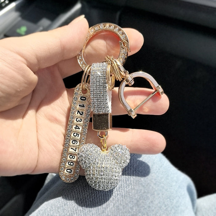 Wholesale Light powder diamond cartoon car key chain pendant pendant accessories decoration three-dimensional exquisite doll