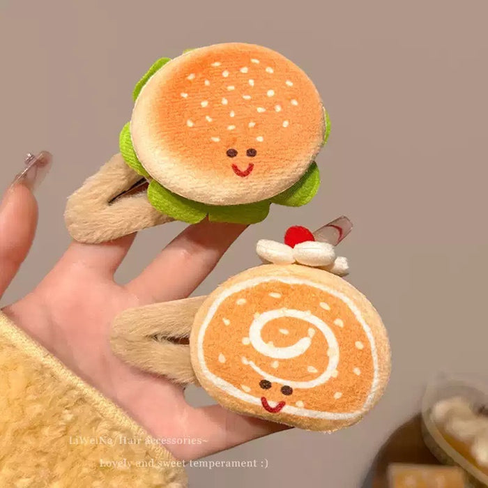 Wholesale Coffee Cartoon Cute Burger Hair Clip Toast Hair Clip Headpiece