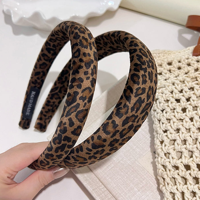 Wholesale Deep Curry Color Leopard Hair Hoop Retro Wind Pressure Hair Stamp