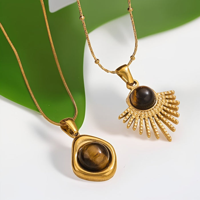 Wholesale Titanium Steel Stone Pendant Jewelry Necklace Accessories Clavicle Chain