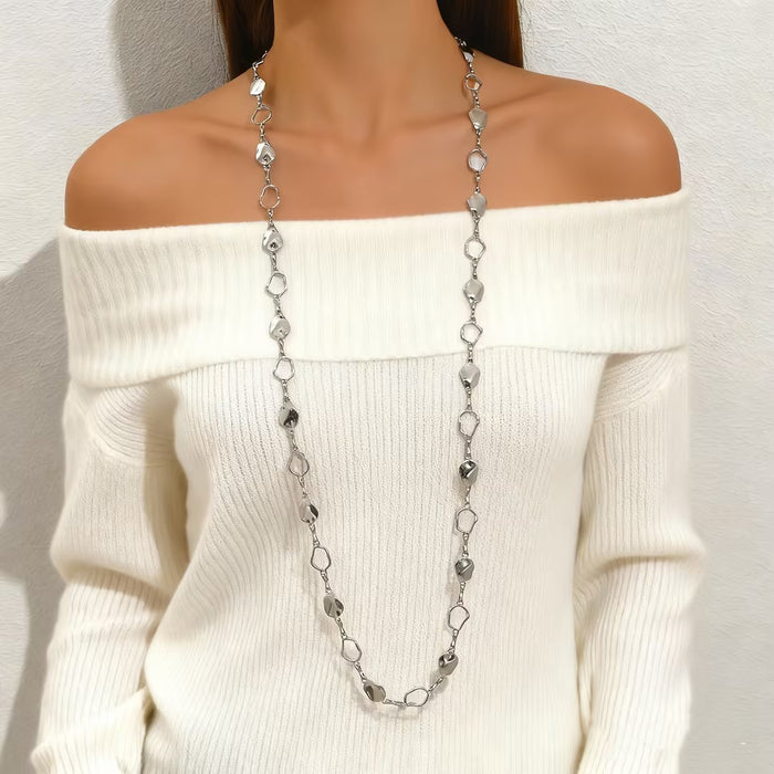Wholesale Trendy Water Wave Star Necklace Copper Silver Electroplated Fashion Jewelry Accessory