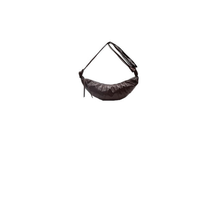 Wholesale Folded design crescent crossbody bag with large capacity soft leather retro temperament, layered shoulder bag