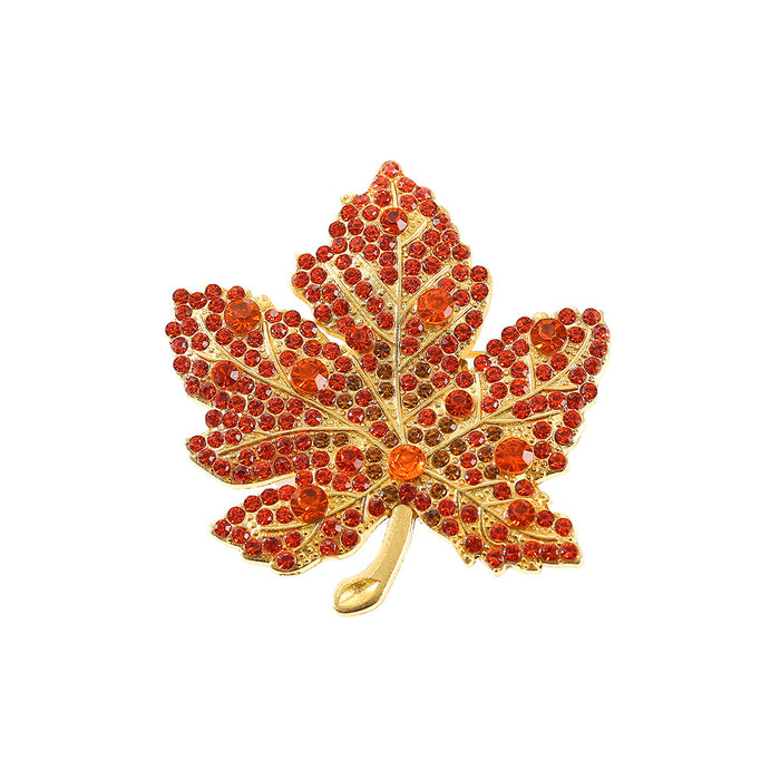 Wholesale Trendy Maple Leaf Brooch Rhinestone Elegant Anti Exposure Metal Pin For Women Boutique Jewelry Accessory