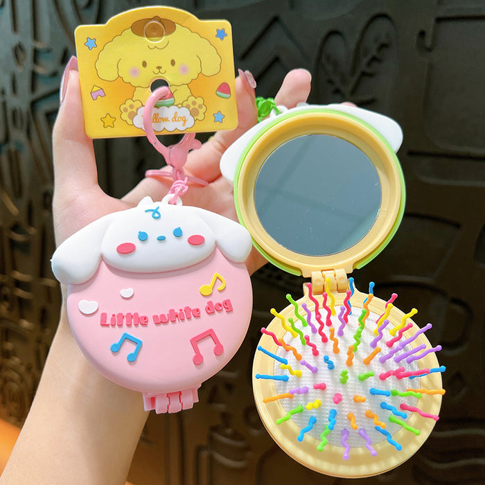 Wholesale Cartoon Portable Folding Airbag Comb Keychain Portable Comb Mirror Dual-Purpose Mini Mirror (S) JDC-KC-YanG015