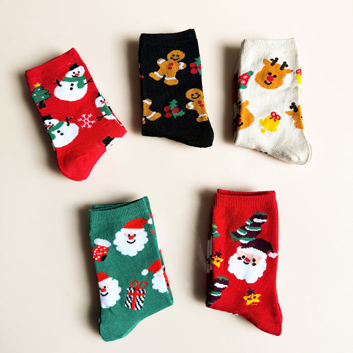 Wholesale 5pcs Autumn and winter fashion Christmas stockings  elk snowman gingerbread man cartoon stockings