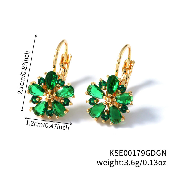 Wholesale Jewelry Colorful Zircon Earrings Wholesale Rose Gold Zircon Hot Selling Earrings
