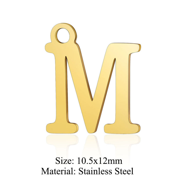 Wholesale 5 Pcs Titanium Steel Letter 26 Gold Capital English Letter Pendants JDC-PT-QZ001