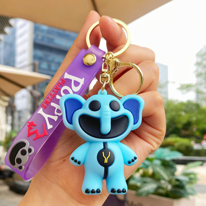 Wholesale Cute silicone smiling animal keychain