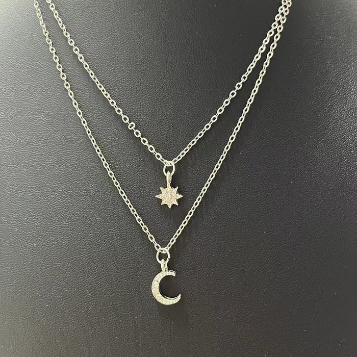 Wholesale Sparkling diamond double layered necklace collarbone chain