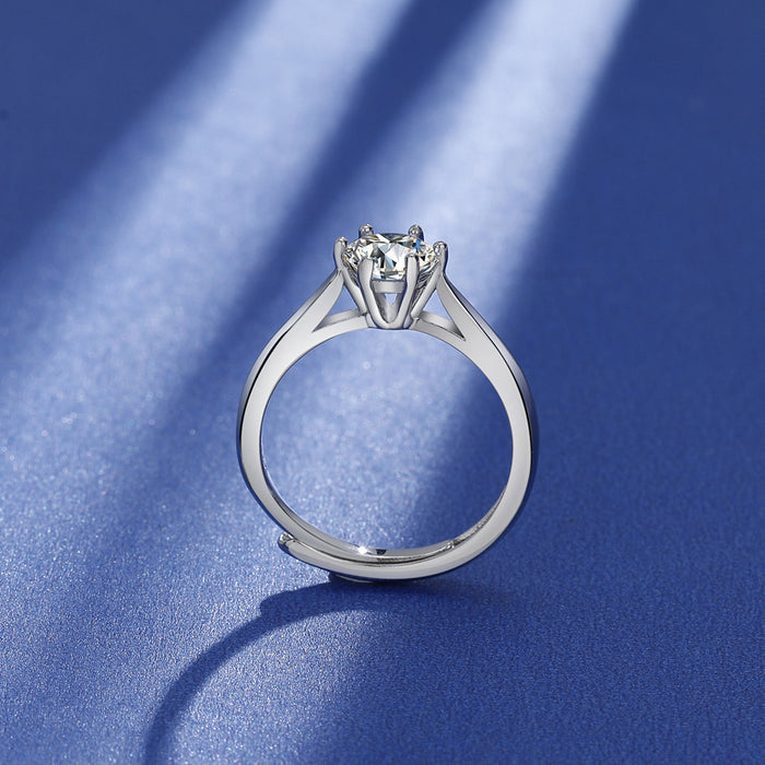 Wholesale Moissanite Eight Hearts and Eight Arrows Ring for Women One Carat Simple Classic Six-Claw Wedding Ring