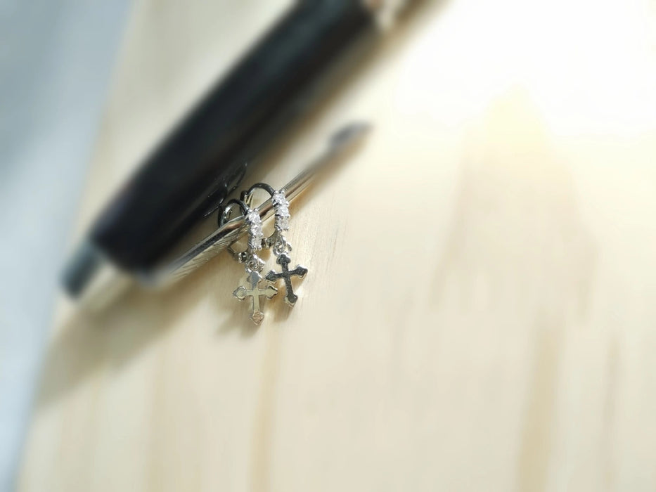 Wholesale Sparkling Zirconia Water Drop Cross Pendant Earrings Earbone Rings Small and Exquisite Stacked Ear Buckles Small and Unique Simple Versatile Earrings