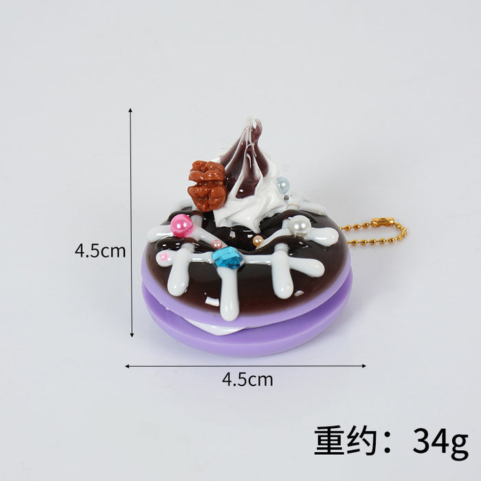 Wholesale PVC Donut Keychain Simulated Dessert Pendant Chic Bag Charm And Car Key Accessory MOQ≥5