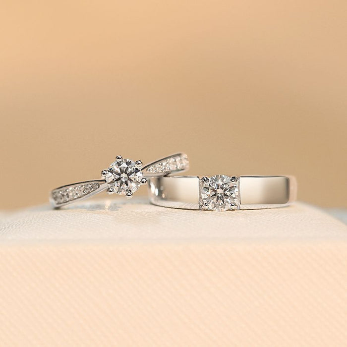 Wholesale Diamond Ring Couple Pure Silver Simulated Etiquette Style Live Fake Ring