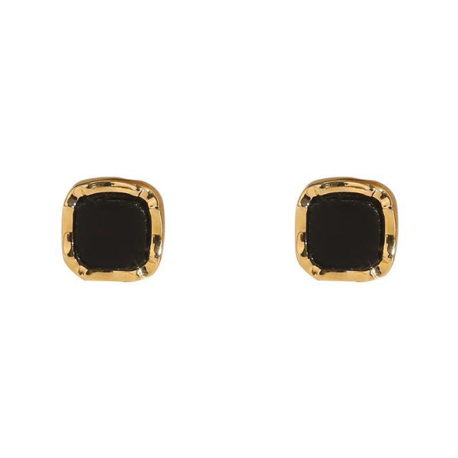 Wholesale 925 Silver Black Square With Diamond Earrings JDC-ES- XiangDuan012